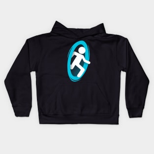 Blue Portal front and back - Video Game Kids Hoodie